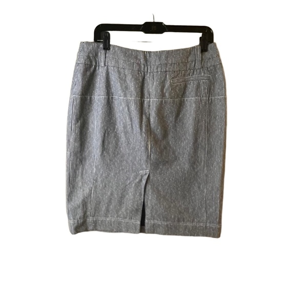 Altuzarra Blue White Pinstripe Patch Pockets Above Knee Pencil Skirt Size 44 - Picture 6 of 12